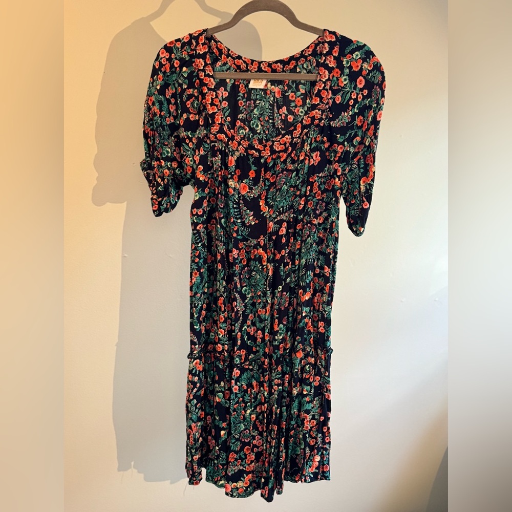 Black and red floral boho/babydoll style dress, perfect for casual wear or beach